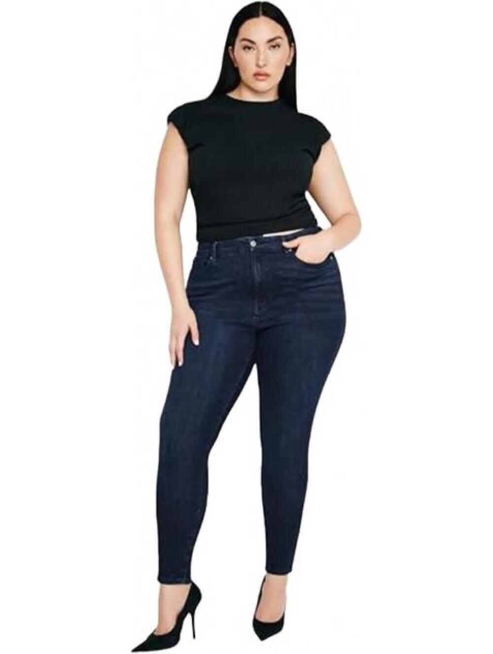 Good American Always Fits Good Legs Long Deep Blue Skinny Jeans 20-26 NWT